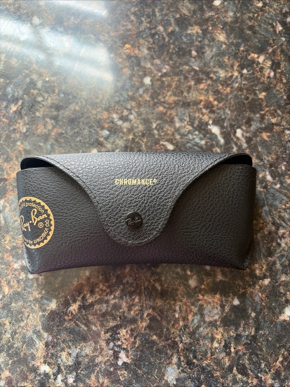 Ray-Ban Black Chromance Sunglasses Case with Gold Logo
